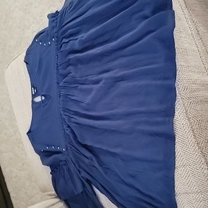 Flowy gauze top, navy